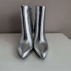 MARC FISHER Silver Metallic Pointed Toe Ankle Boots Size 7.5